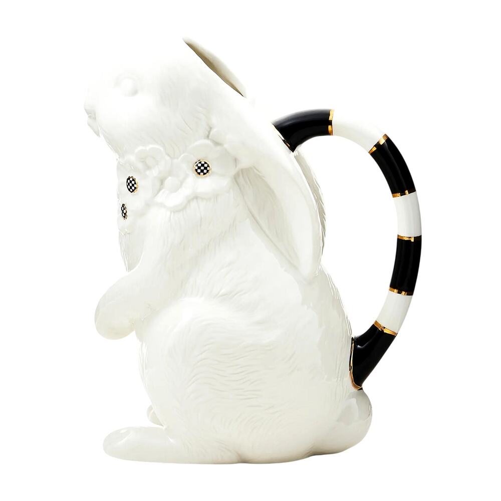 Brand New Mackenzie-Childs White Rabbit Ceramic Pitcher